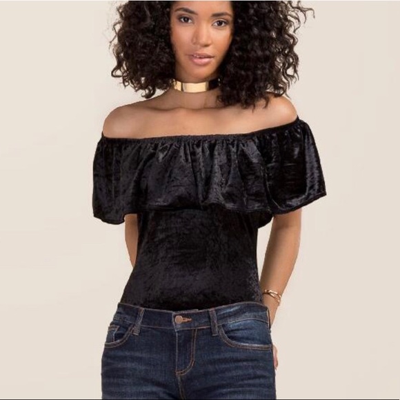 Off the shoulder velvet bodysuit - Picture 1 of 2